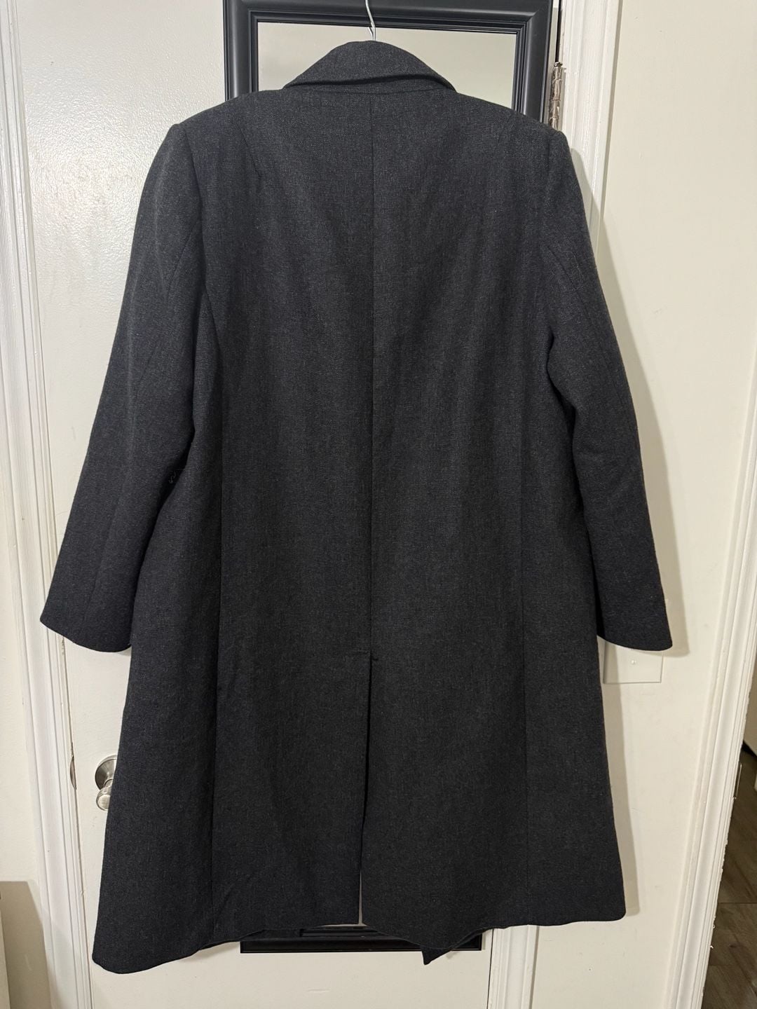 Zara Double Breasted Wool Blend Coat Size L Dark Grey 4