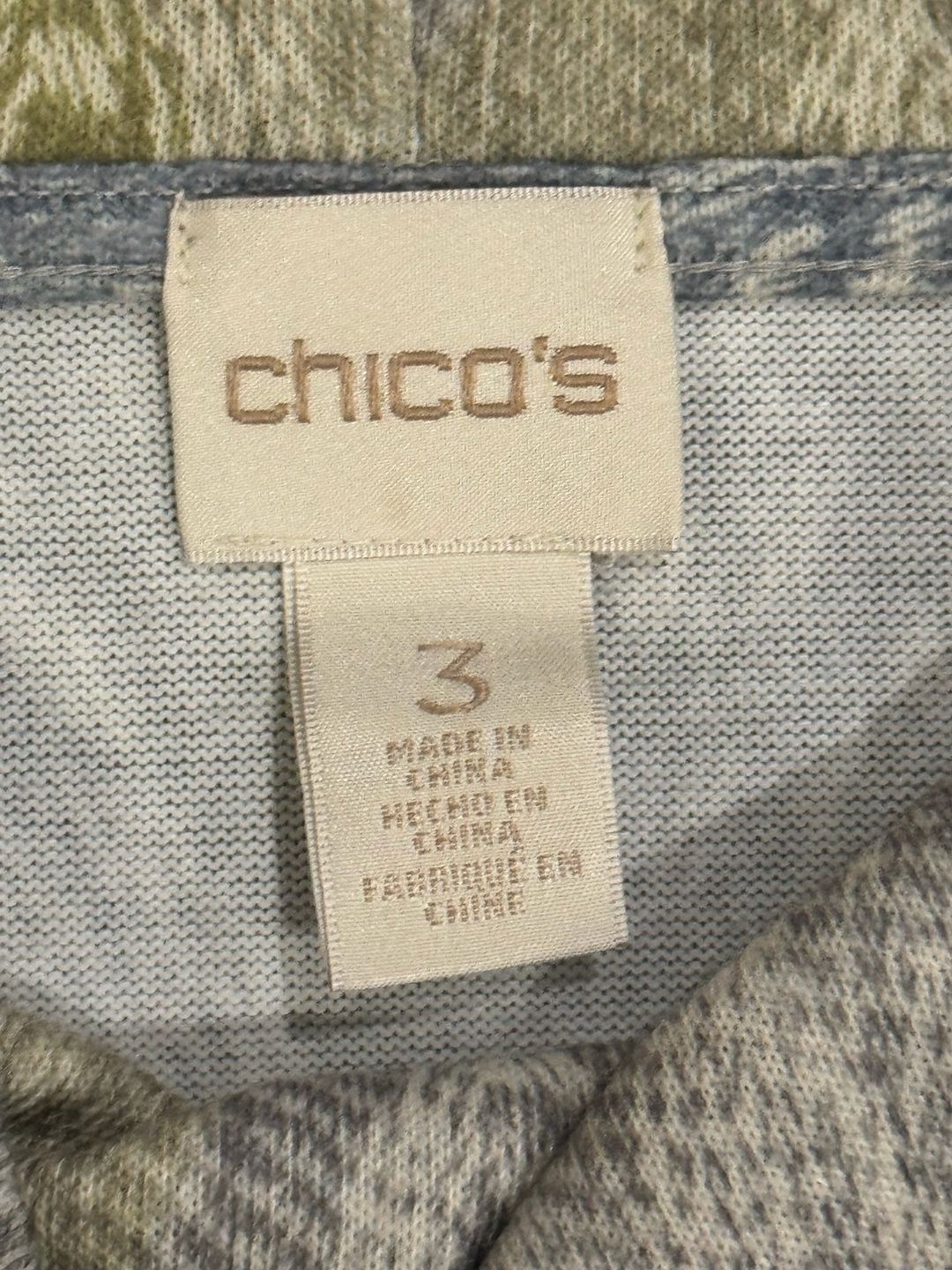 Chico's Luxe Ombre Chevron 3/4 sleeve Cowl neck Lightweight Tunic sz S (1) 3