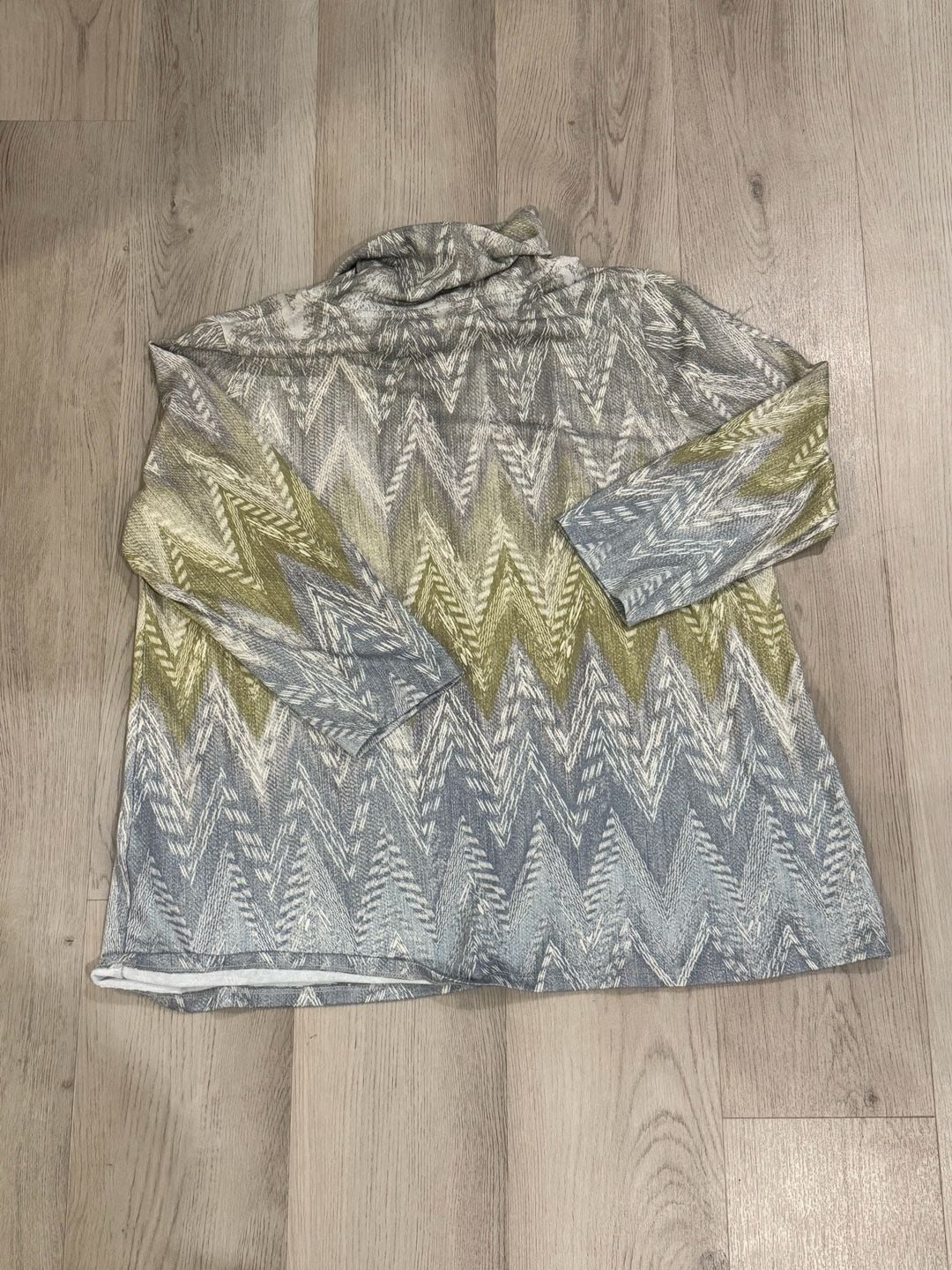 Chico's Luxe Ombre Chevron 3/4 sleeve Cowl neck Lightweight Tunic sz S (1) 6