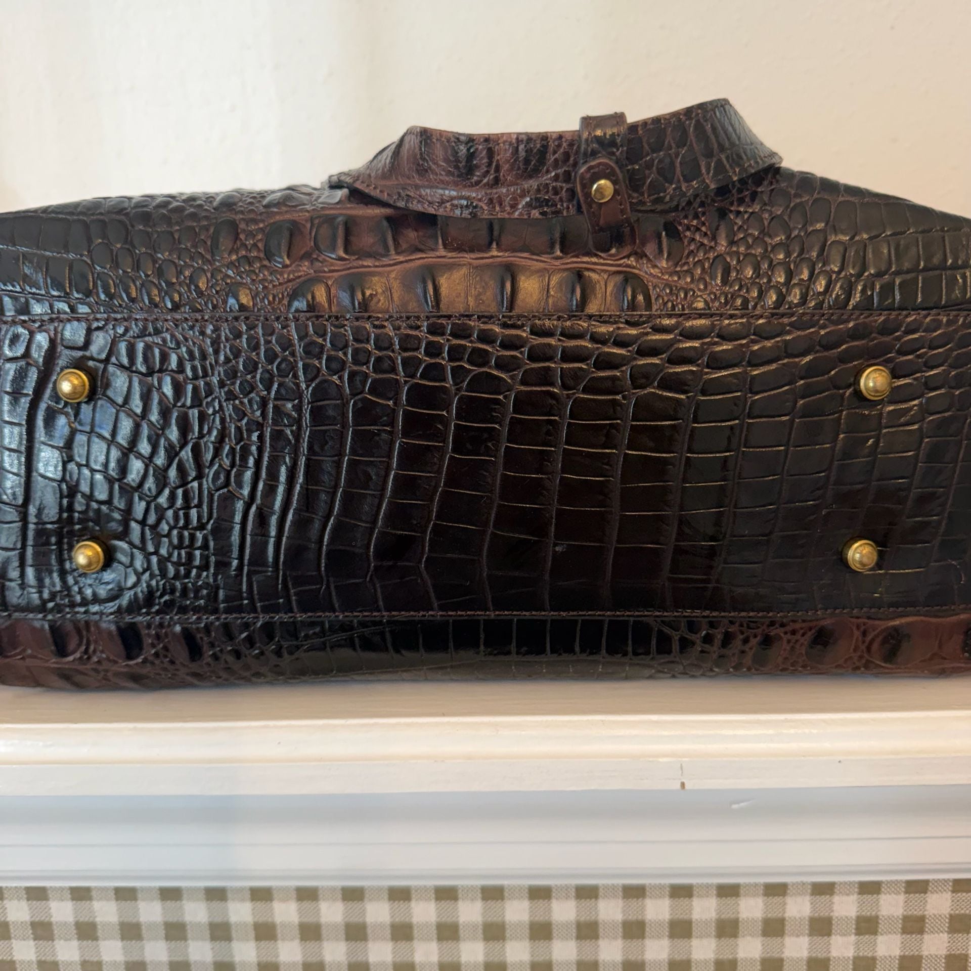 Brahmin Melbourne Leather Business Tote Bag Brown Croc Embossed 8