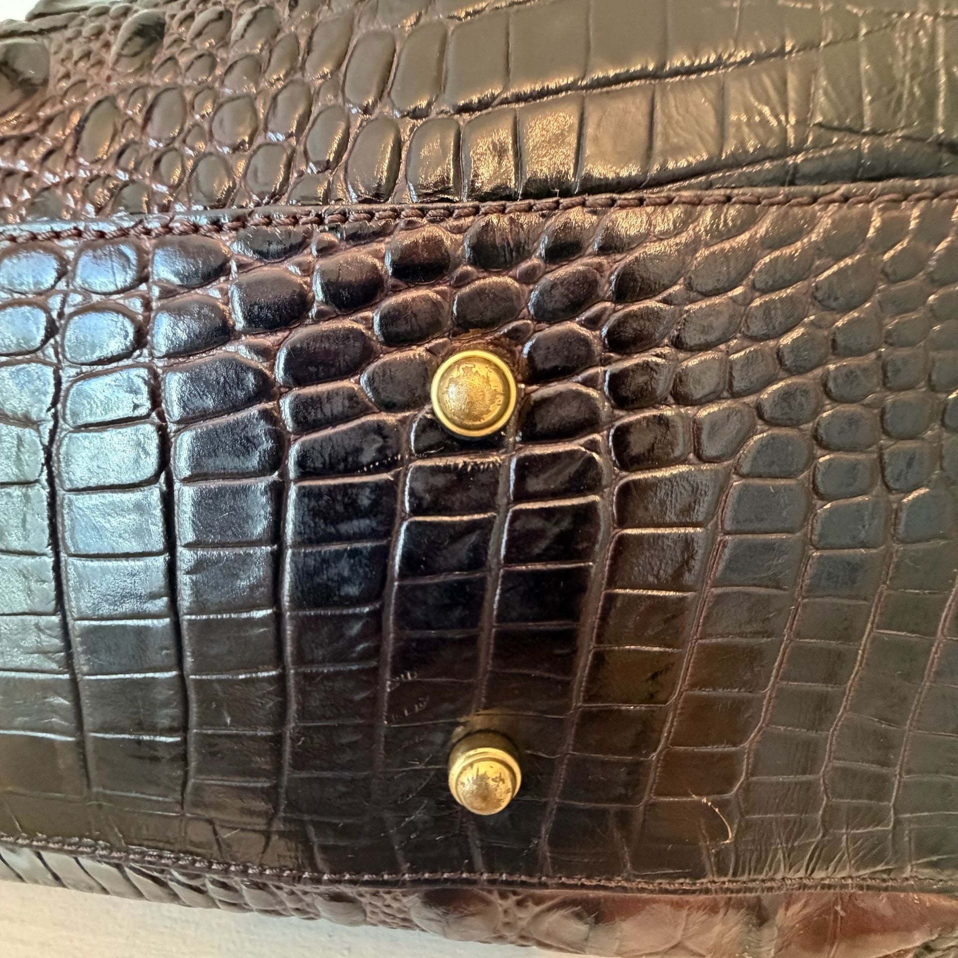 Brahmin Melbourne Leather Business Tote Bag Brown Croc Embossed 9
