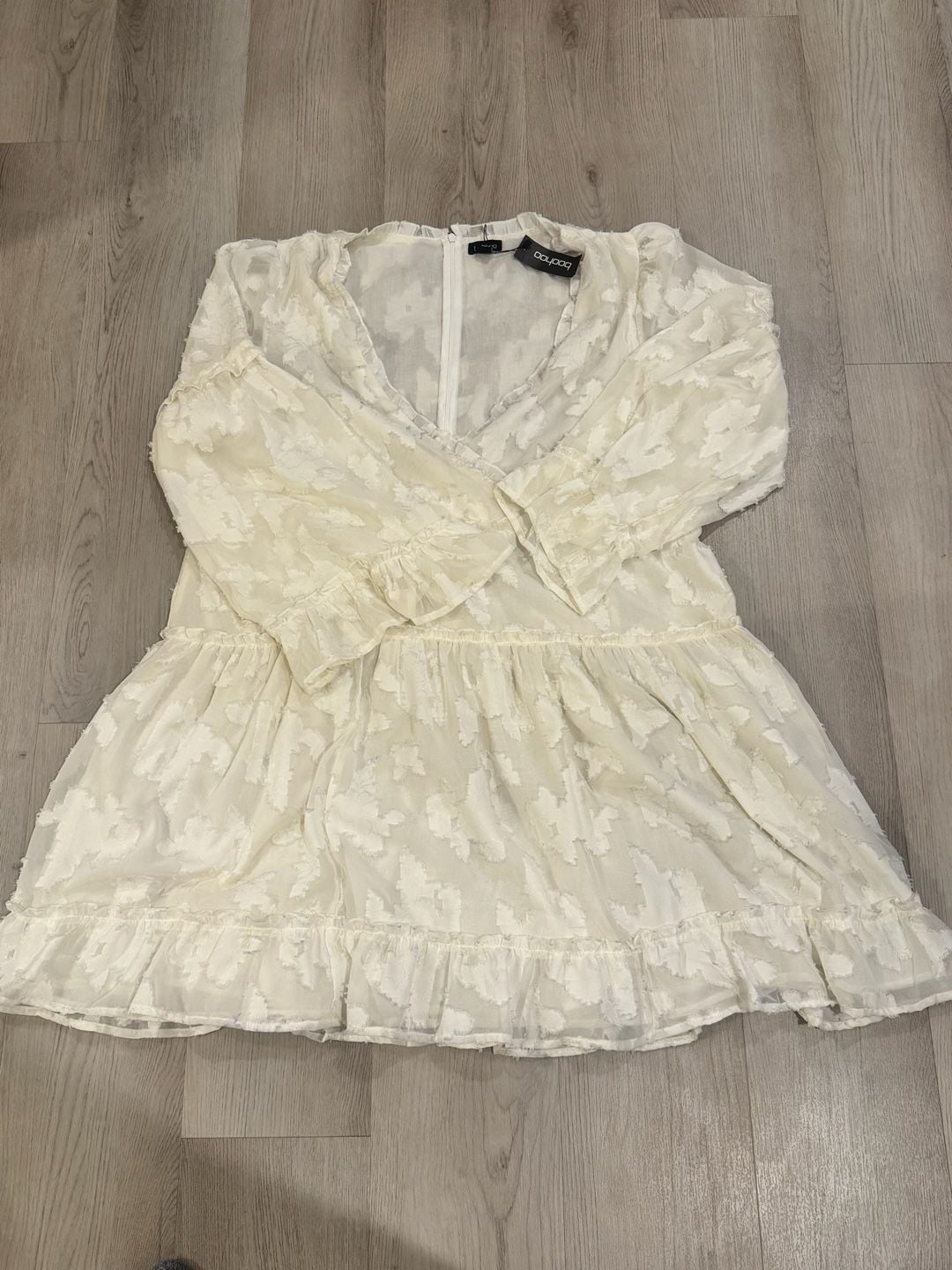 Boohoo Plus Woven Jacquard V Front Frill Mini Dress Size US 22 2