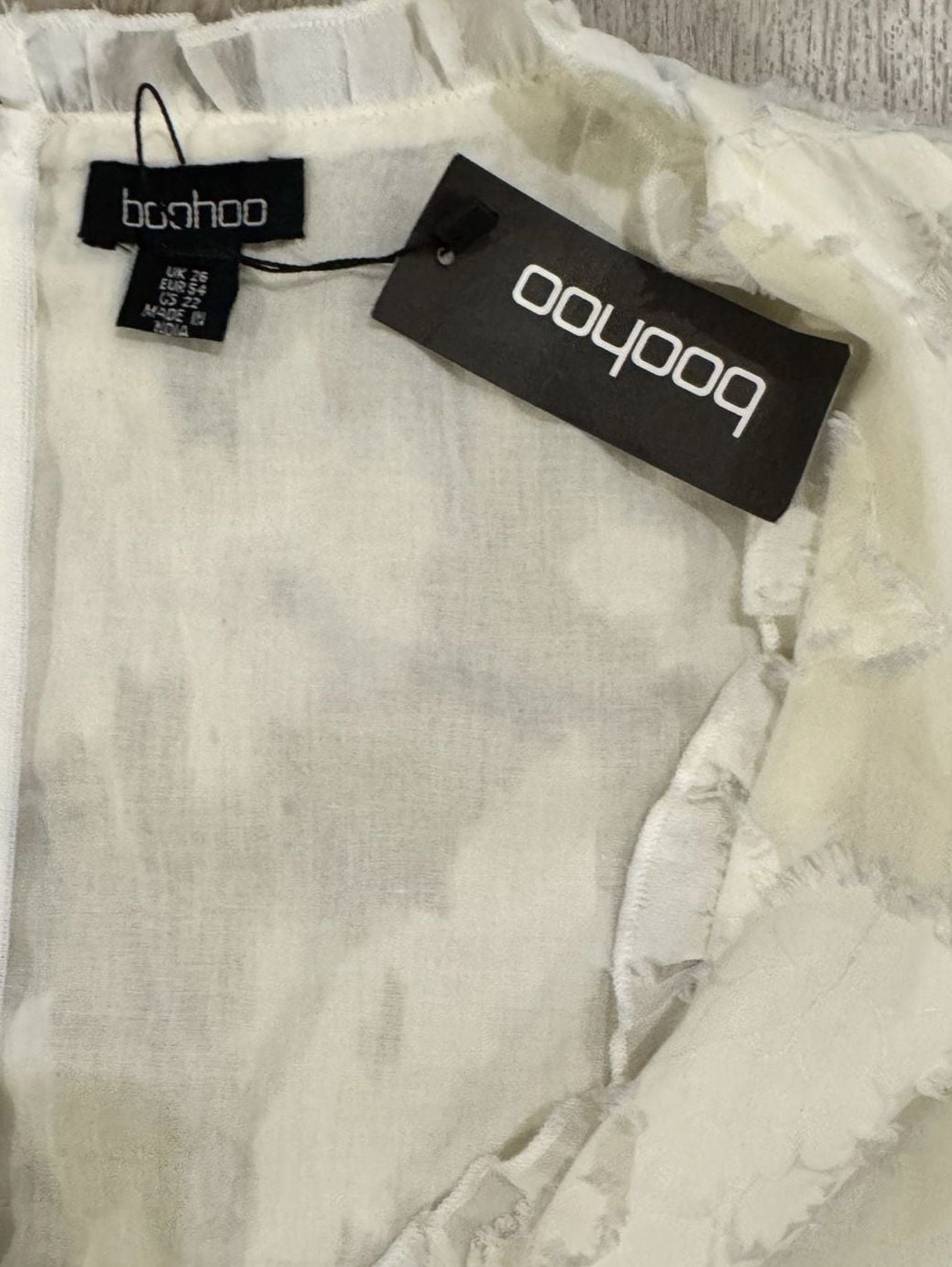 Boohoo Plus Woven Jacquard V Front Frill Mini Dress Size US 22 3