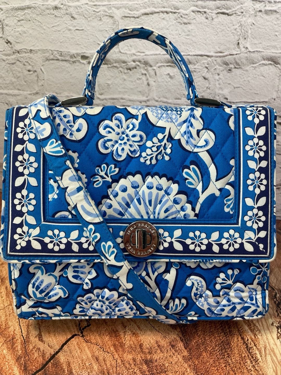 Vera Bradley Blue Lagoon Quilted Cotton Crossbody Bag 9