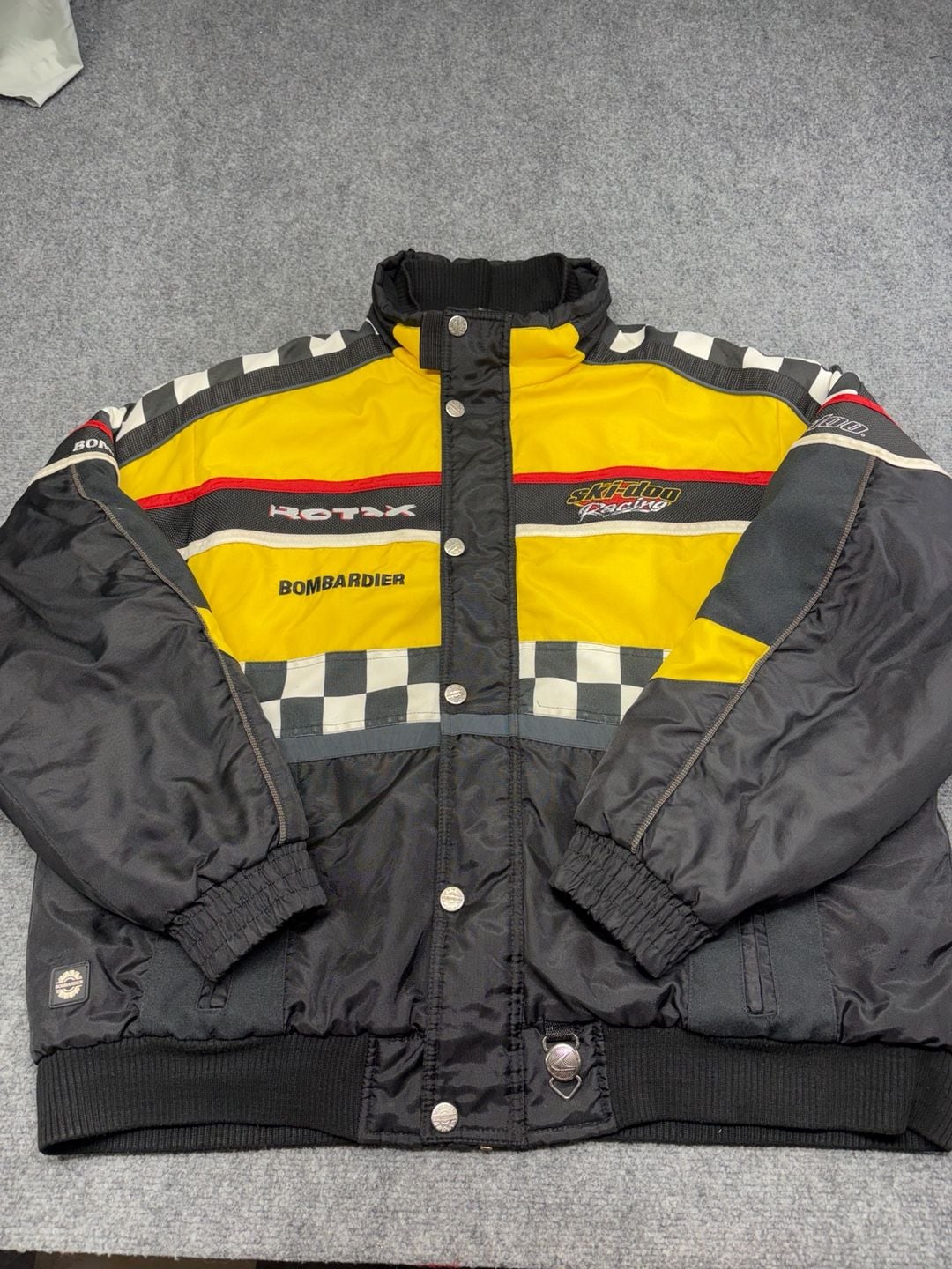 Vintage Ski-Doo Bombardier X-Zone Jacket XL Racing Checkered Snowmobile 90s-BRAP 2