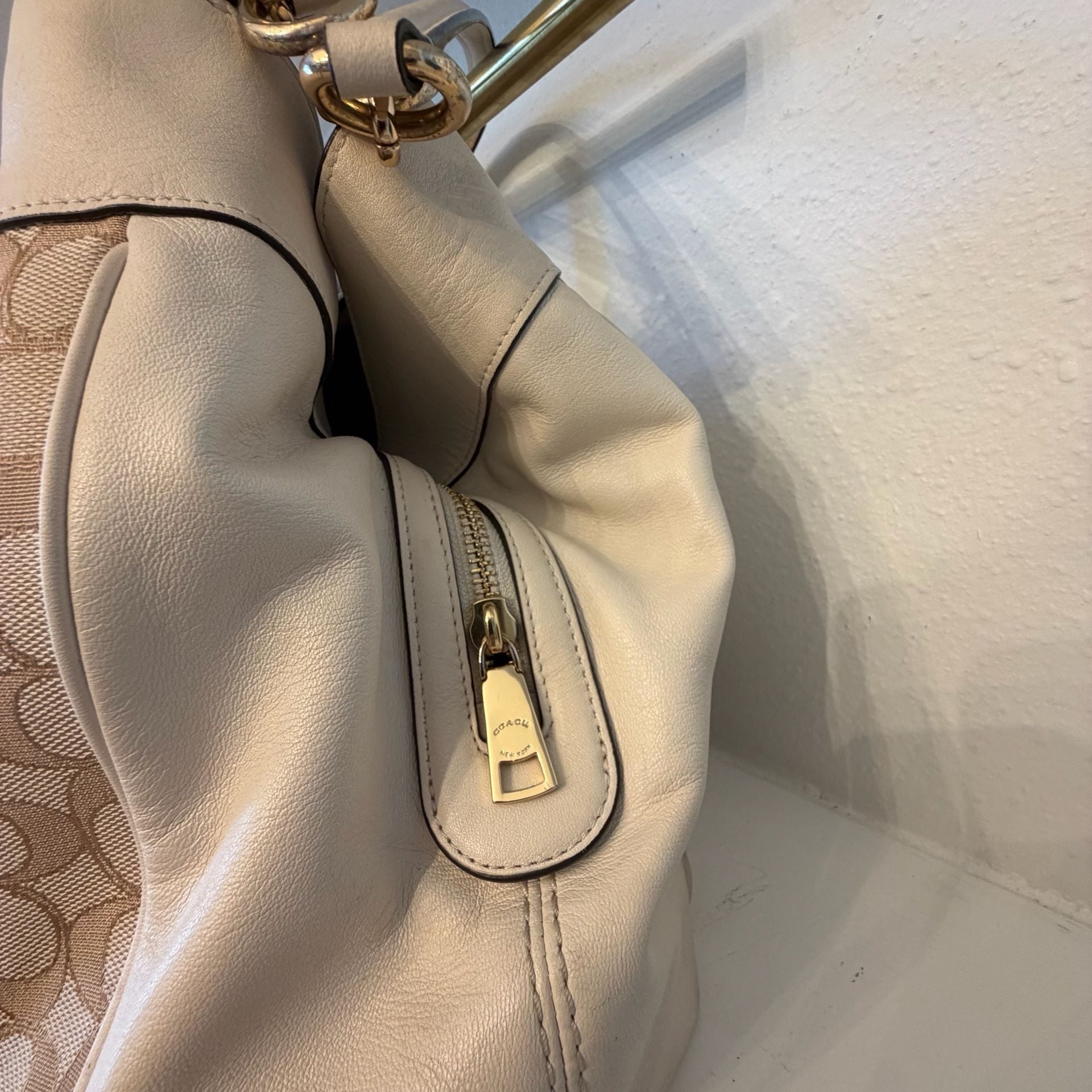Coach Lexy Signature Jacquard And Leather Shoulder Bag Beige Ivory 6