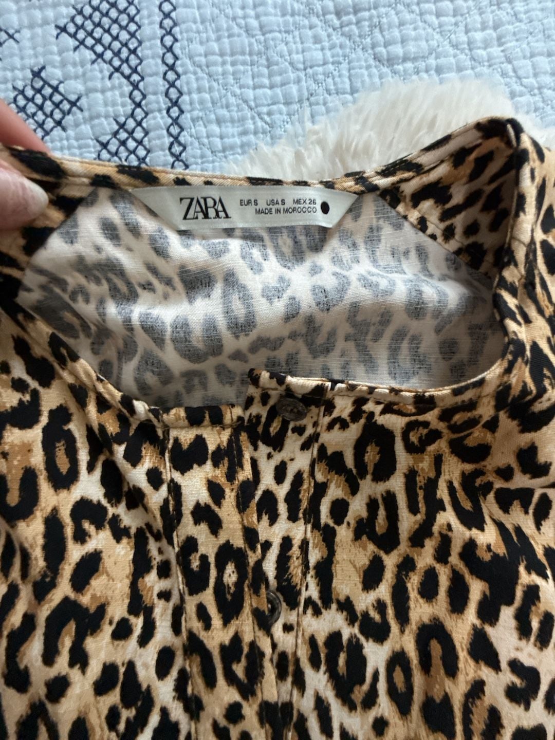 Zara Leopard Print Blouse Size S Long Sleeve Animal Print 3