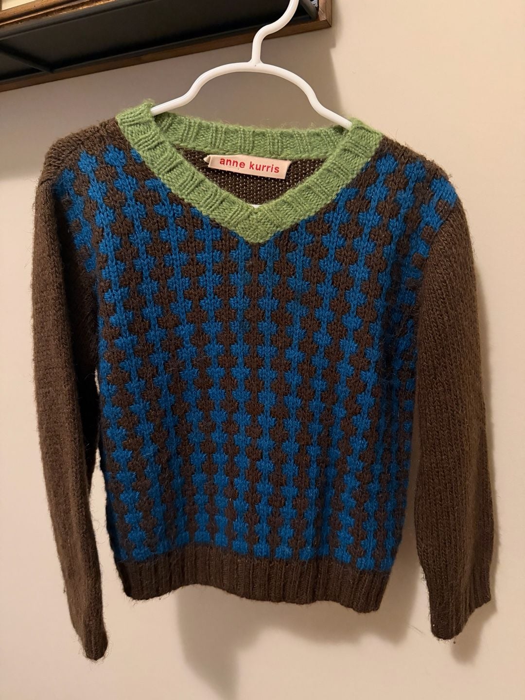 Anne Kurris V-Neck Sweater Size 3Y Brown Blue 2