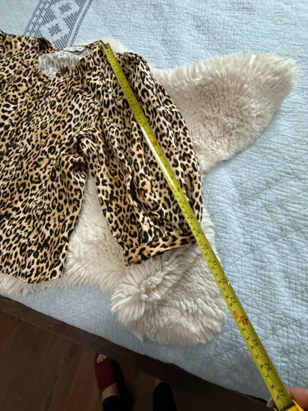 Zara Leopard Print Blouse Size S Long Sleeve Animal Print 5
