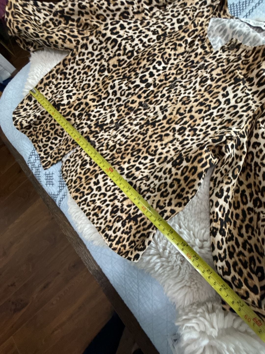 Zara Leopard Print Blouse Size S Long Sleeve Animal Print 6