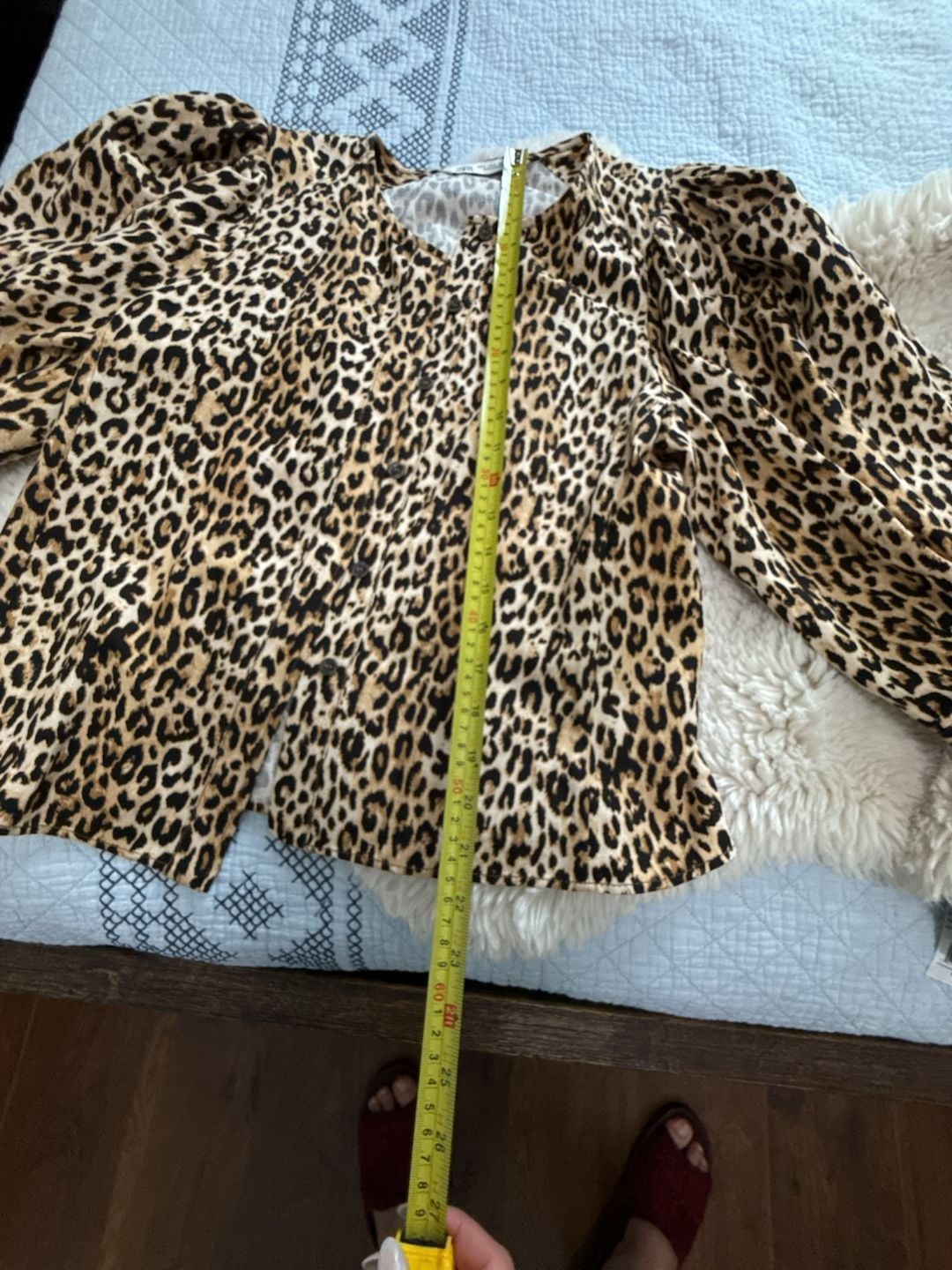 Zara Leopard Print Blouse Size S Long Sleeve Animal Print 7