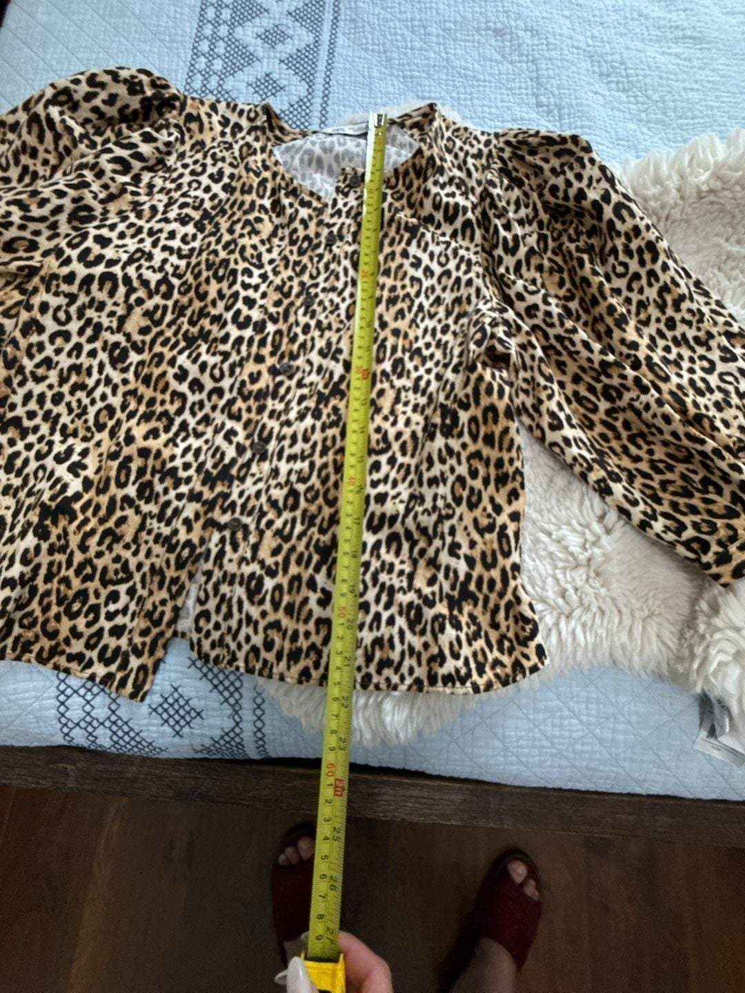 Zara Leopard Print Blouse Size S Long Sleeve Animal Print 8
