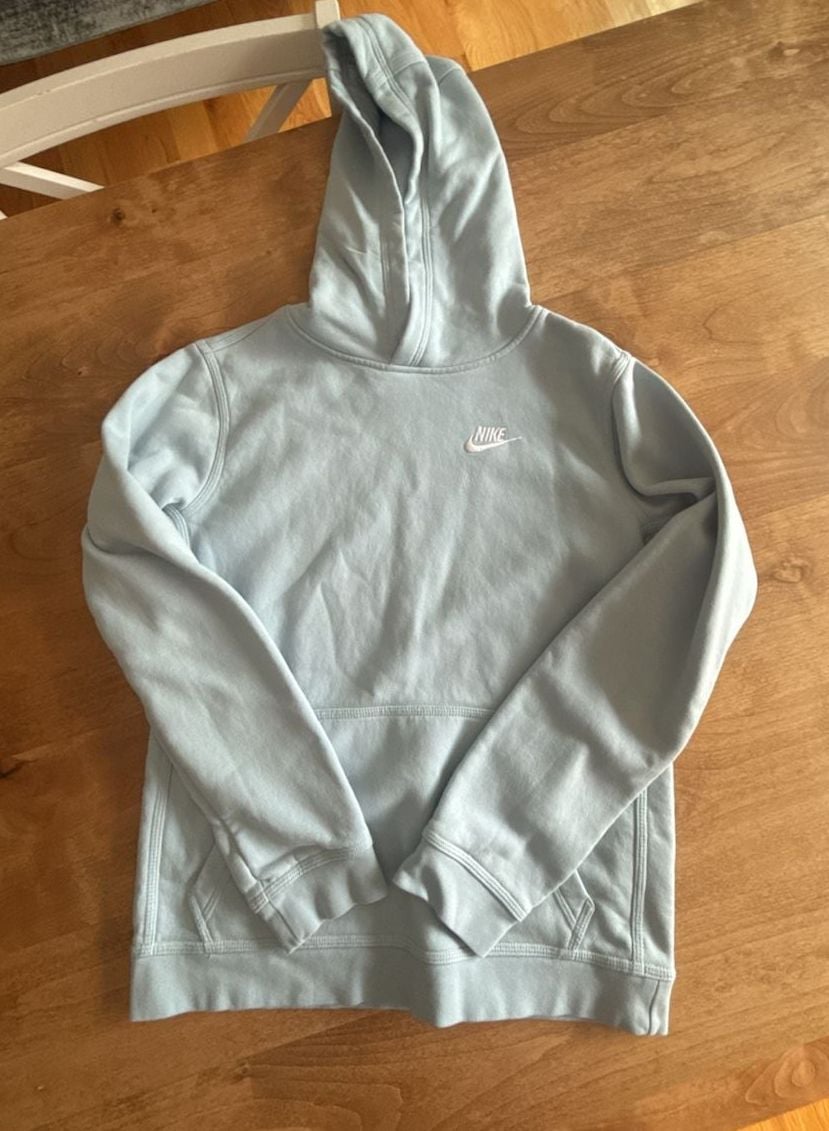 Nike Kids' Club Fleece Hoodie In Armory Blue/white 2
