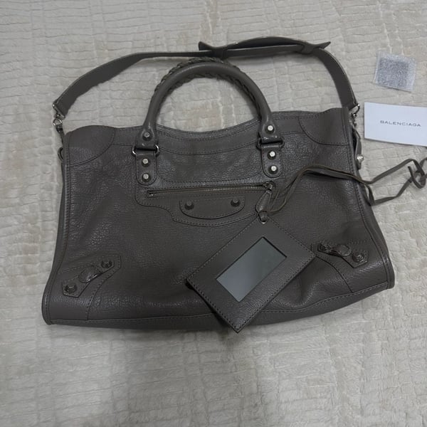 Balenciaga city Leather Shoulder Bag Grey