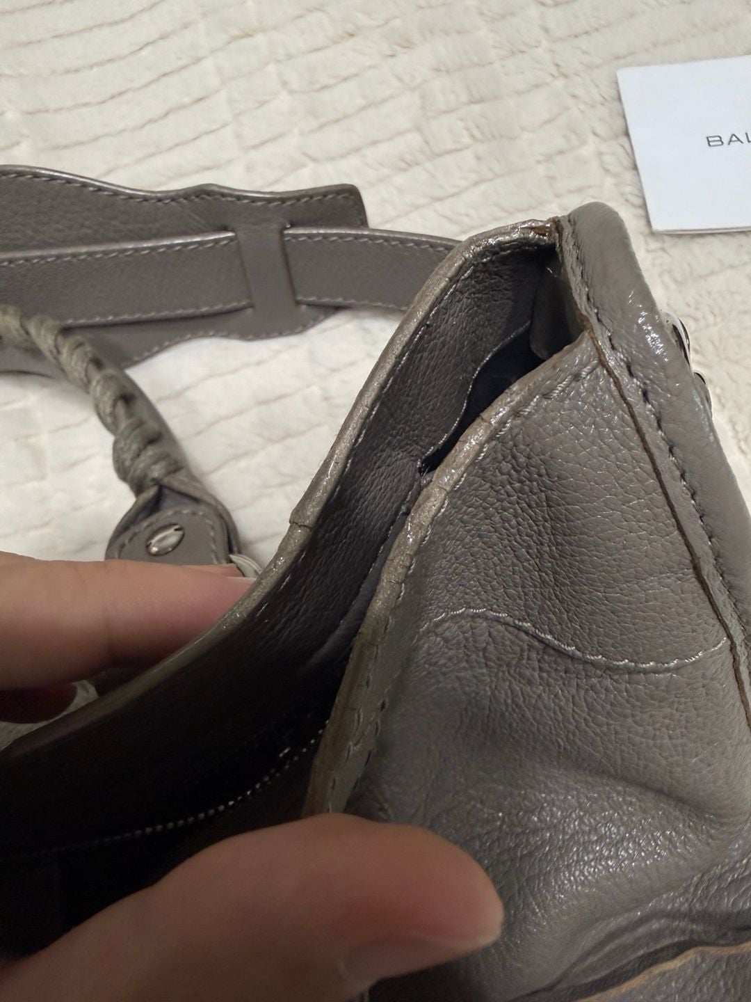Balenciaga city Leather Shoulder Bag Grey 10