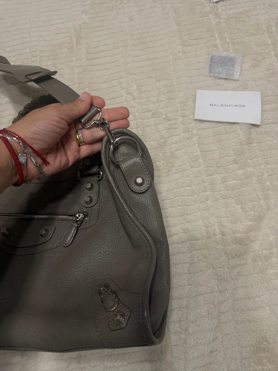 Balenciaga city Leather Shoulder Bag Grey 11