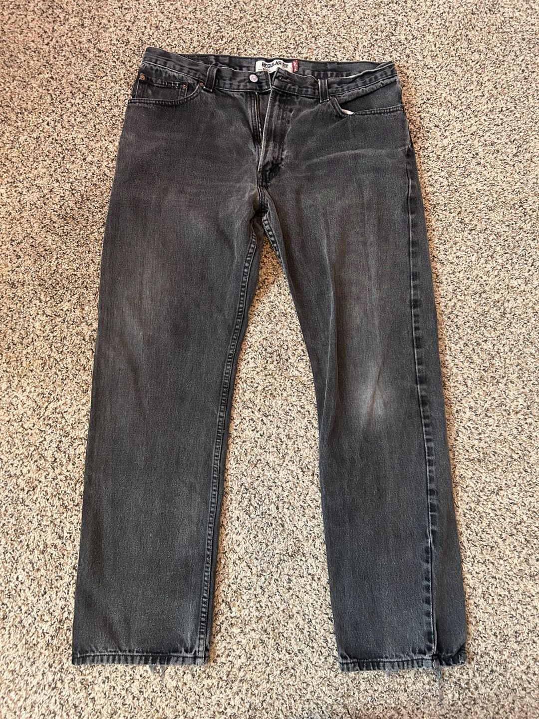 Levi's 505 Regular Fit Jeans Size 38x34 Black Denim 2