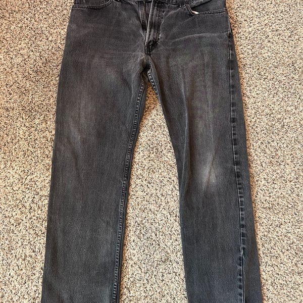 Levi's 505 Regular Fit Jeans Size 38x34 Black Denim