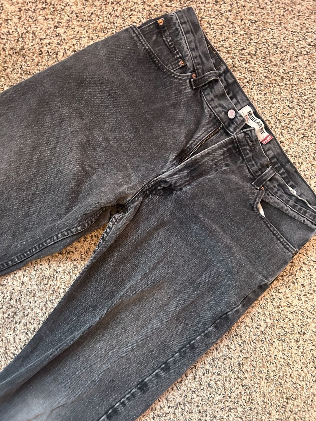 Levi's 505 Regular Fit Jeans Size 38x34 Black Denim 3