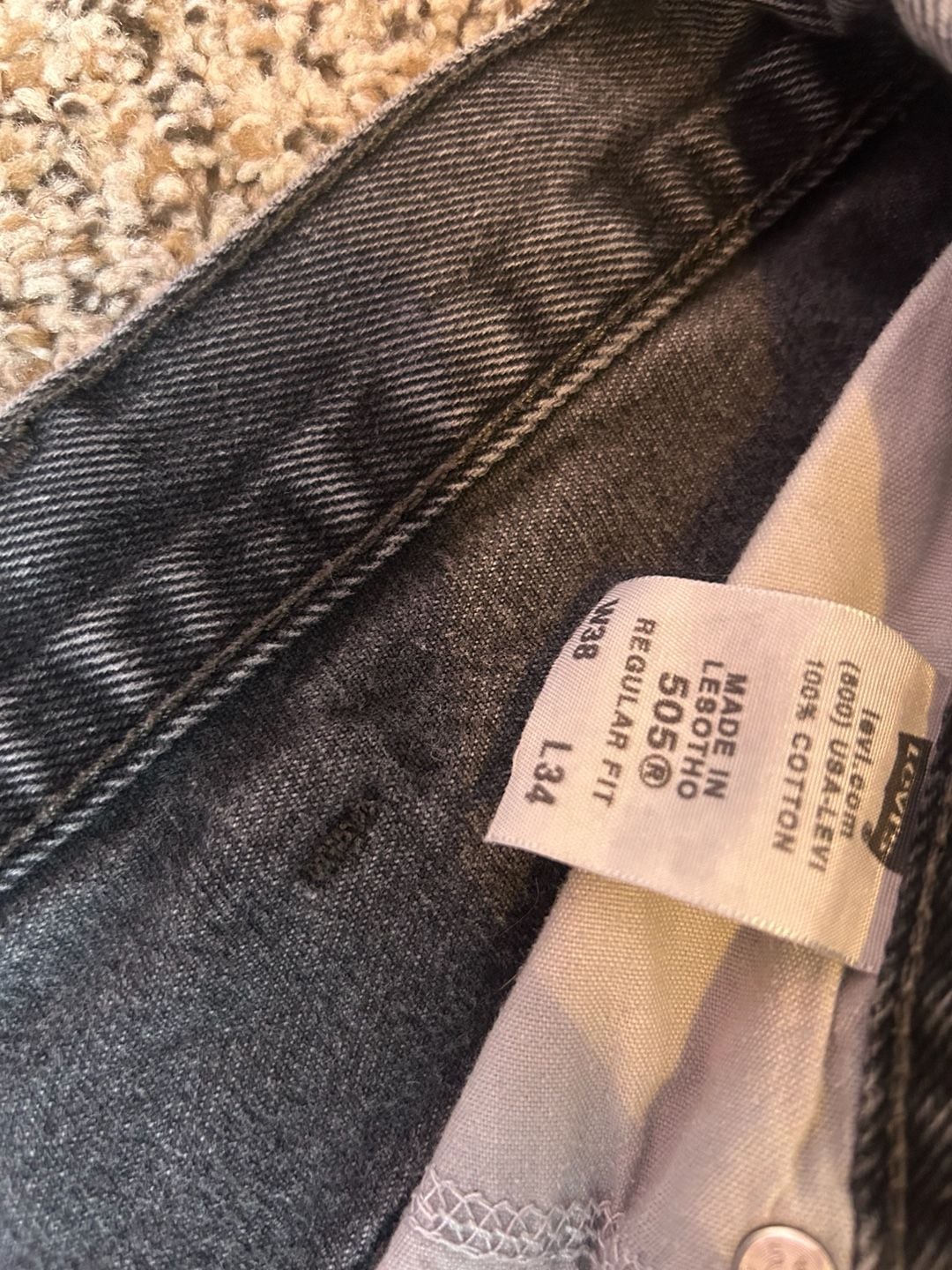 Levi's 505 Regular Fit Jeans Size 38x34 Black Denim 5