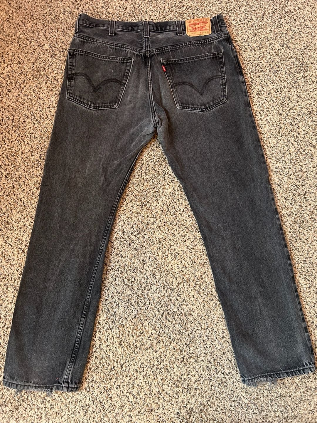 Levi's 505 Regular Fit Jeans Size 38x34 Black Denim 6