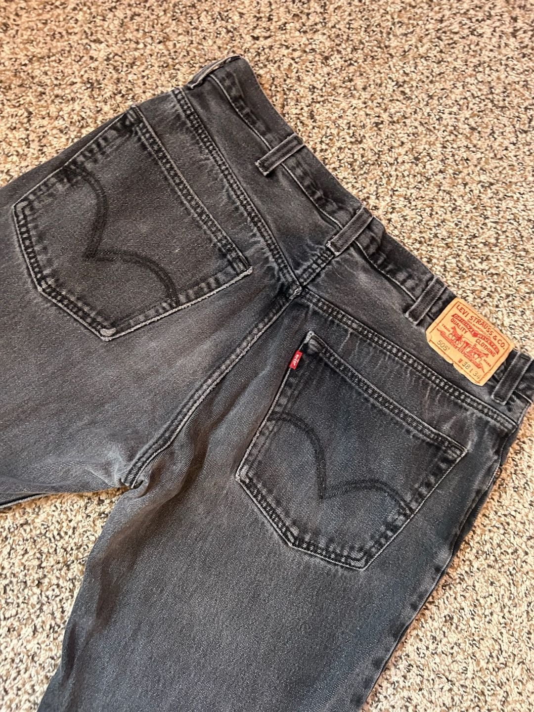Levi's 505 Regular Fit Jeans Size 38x34 Black Denim 7