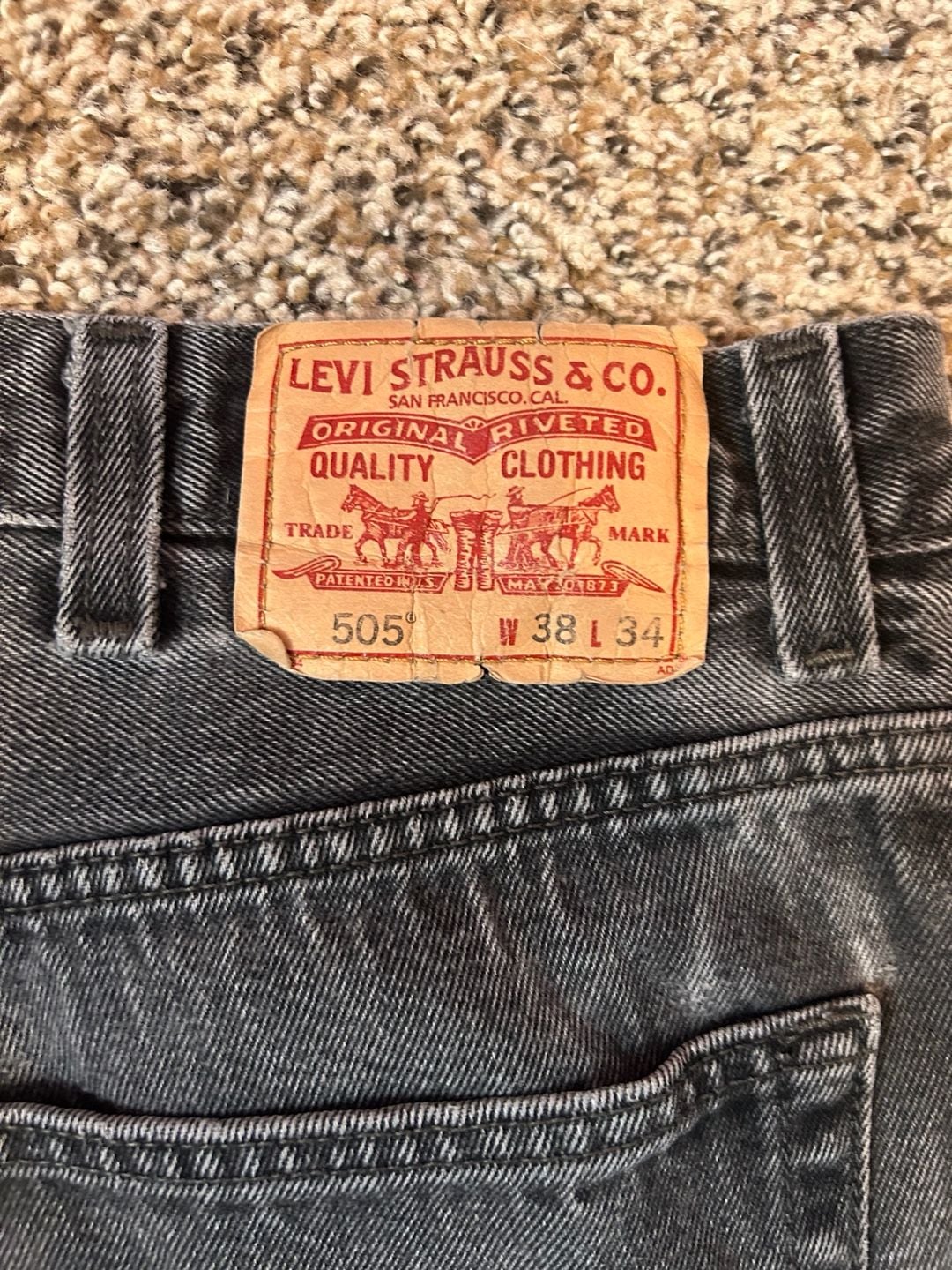 Levi's 505 Regular Fit Jeans Size 38x34 Black Denim 8