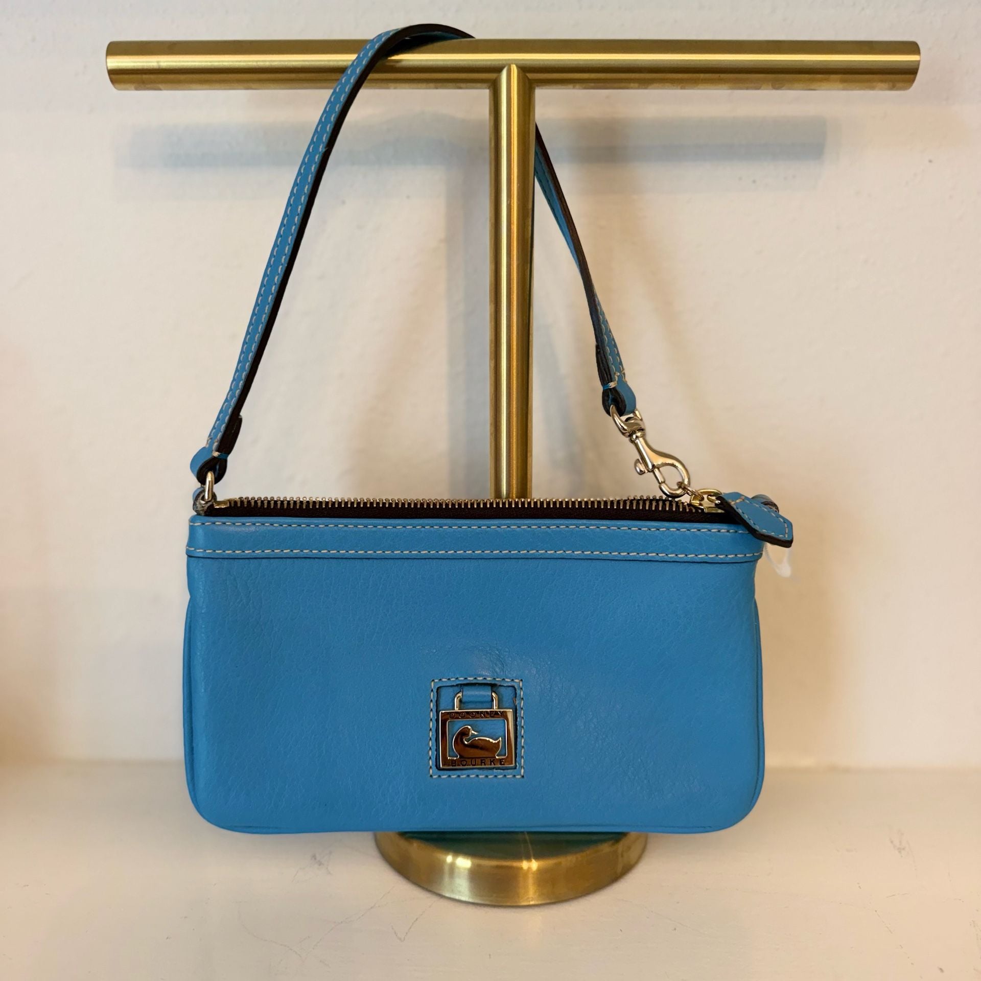 Dooney & Bourke Pebble Grain Small Slim Wristlet Blue Leather 2