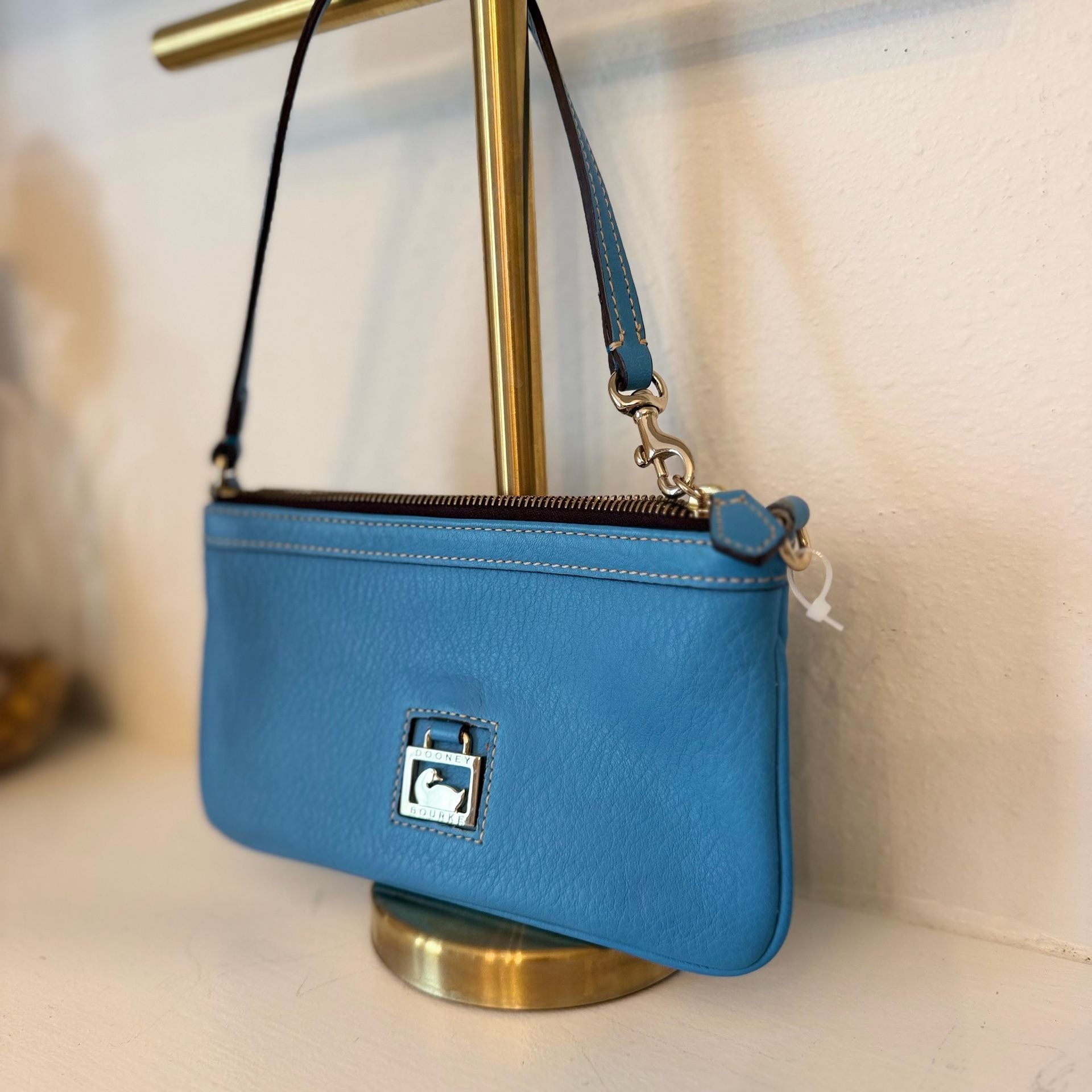 Dooney & Bourke Pebble Grain Small Slim Wristlet Blue Leather 3