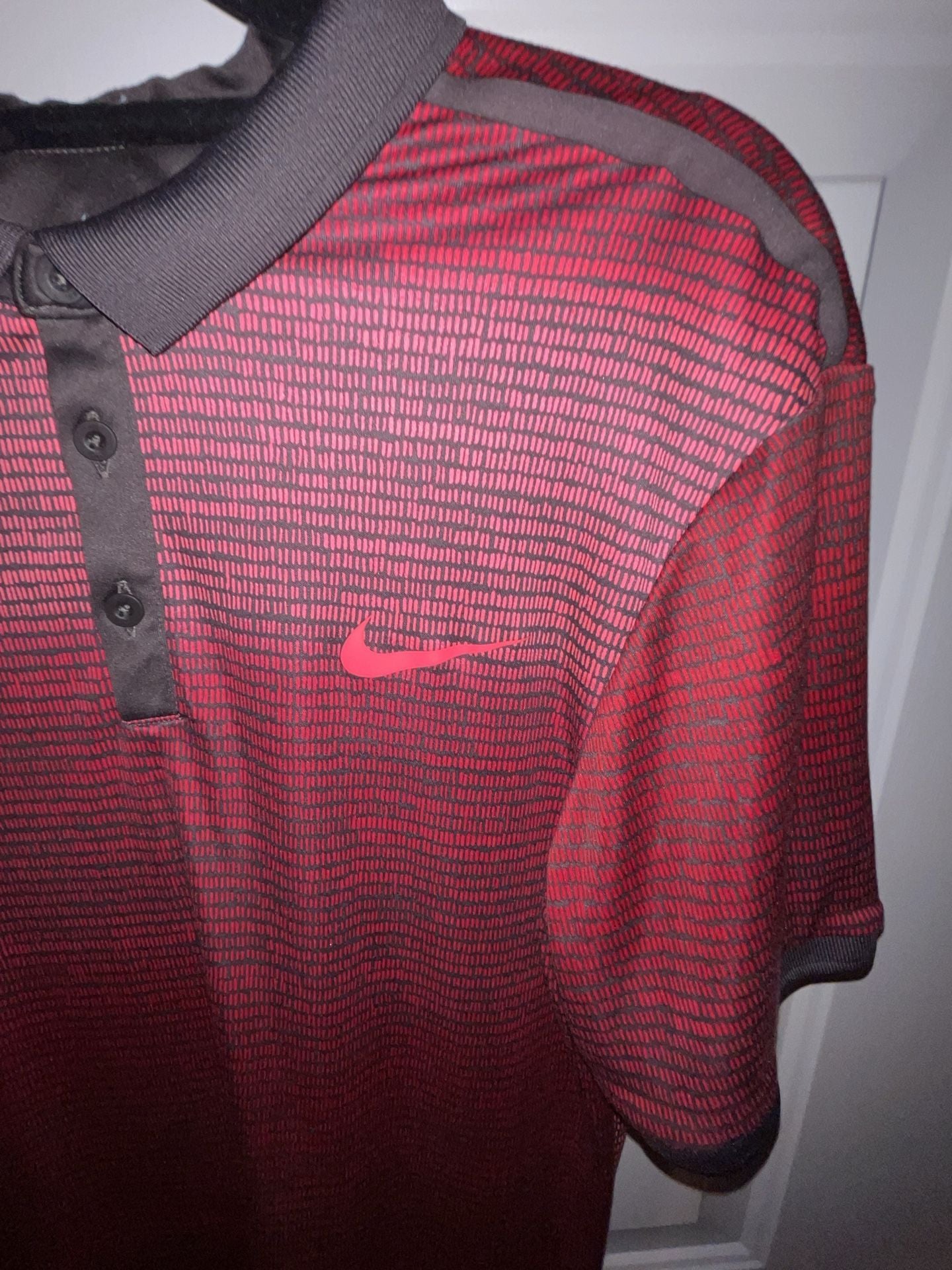 Nike Advantage Graphic Polo Size M Red Black Dri-Fit Short Sleeve 3