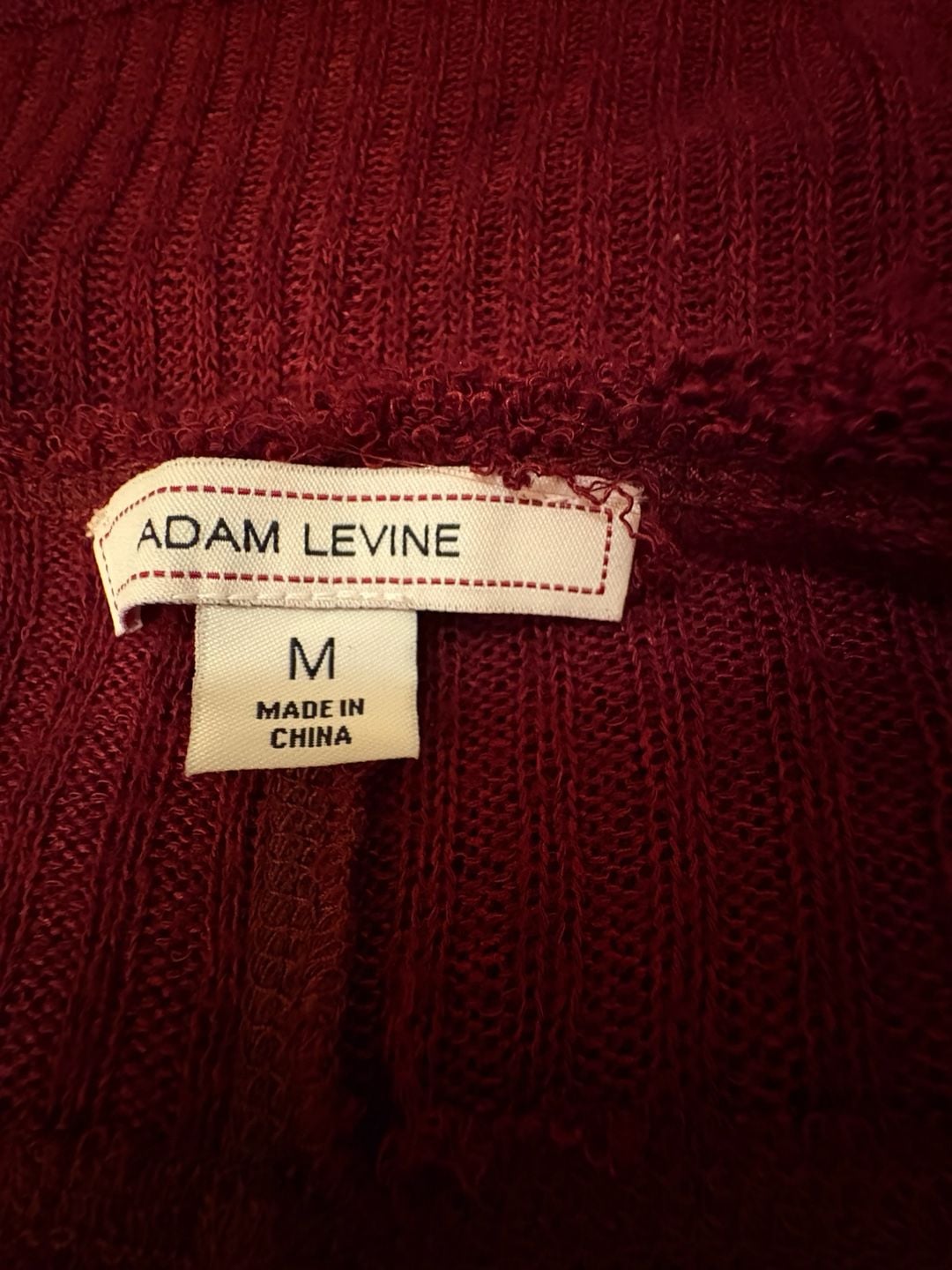 Whimsical Boho Adam Levine Long Sleeve Top Size M Burgundy Ribbed Raw Edge 6
