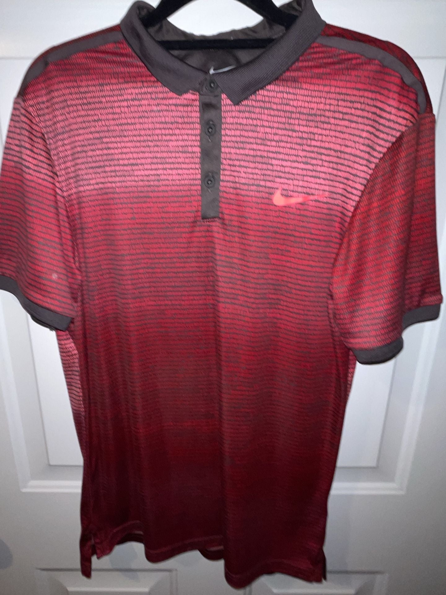 Nike Advantage Graphic Polo Size M Red Black Dri-Fit Short Sleeve 2
