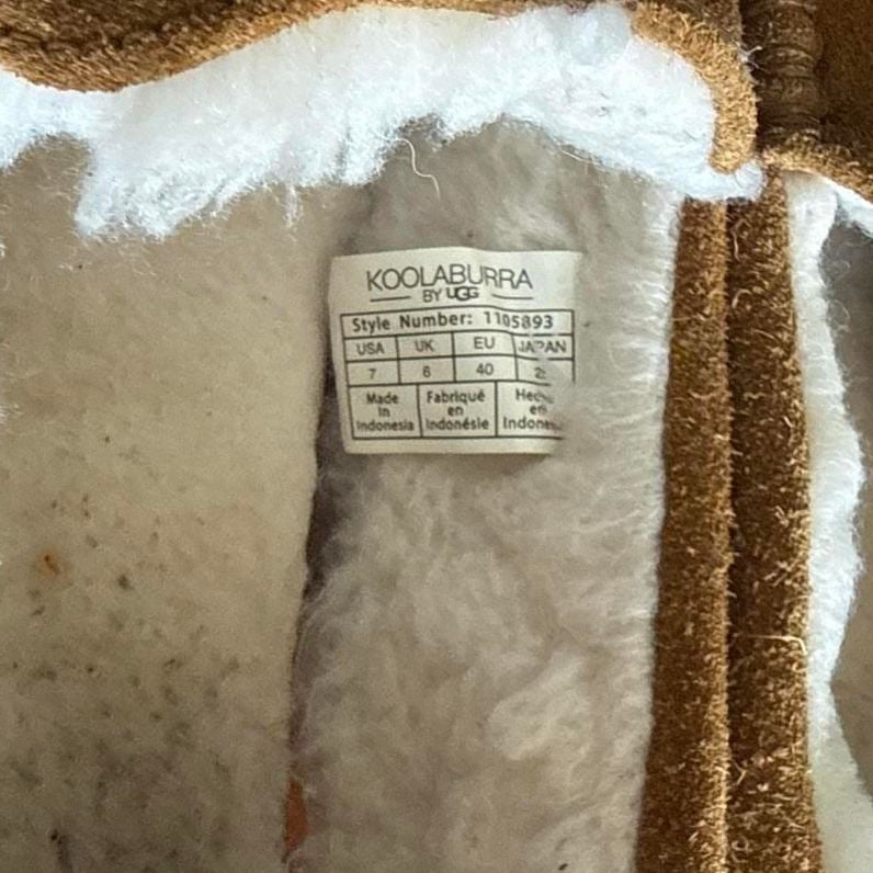Koolaburra by UGG Suede Slippers Size 7 Brown Faux Fur 5