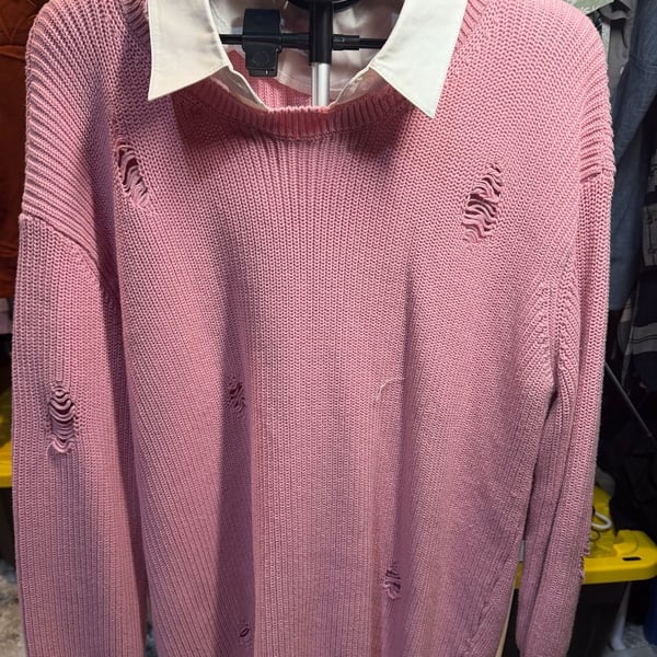 SER.O.YA Chloe Distressed Sweater Dress Size M Pink