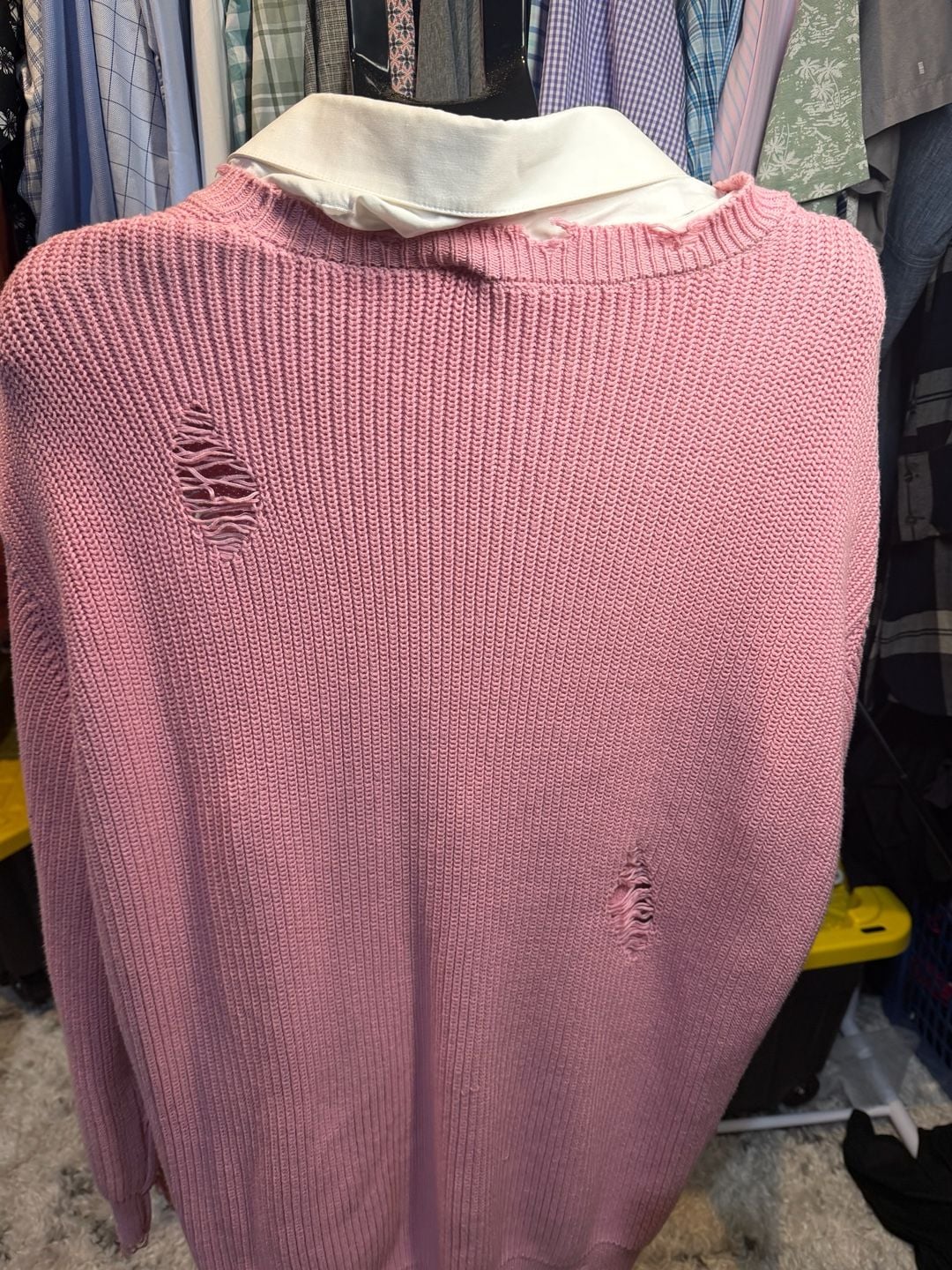 SER.O.YA Chloe Distressed Sweater Dress Size M Pink 4