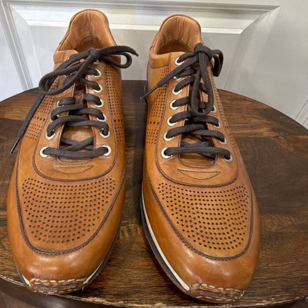Magnanni Pueblo Leather Sneaker Size 10.5 M Brown Cognac