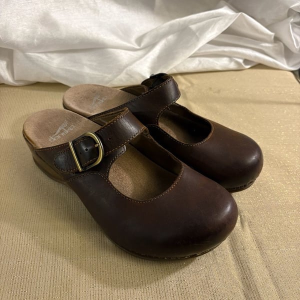 Dansko Martina Size 39 Brown Leather Mary Jane Clogs