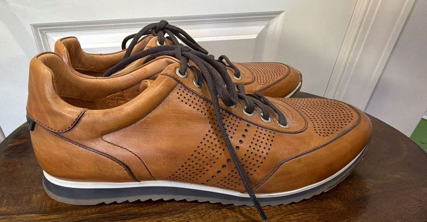 Magnanni Pueblo Leather Sneaker Size 10.5 M Brown Cognac 4