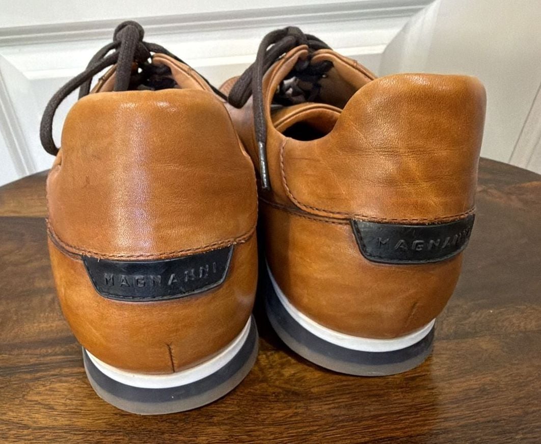 Magnanni Pueblo Leather Sneaker Size 10.5 M Brown Cognac 6