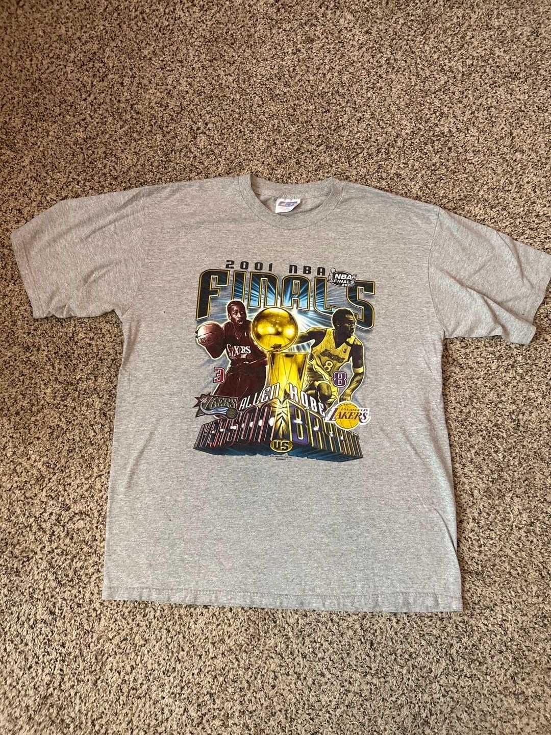 Vintage 2001 NBA Finals Kobe Bryant Allen Iverson T-Shirt Size XL 2