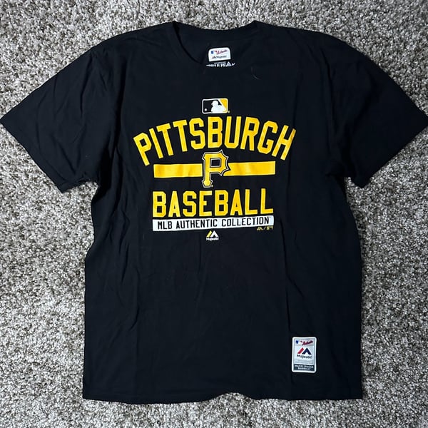 Majestic Pittsburgh Pirates T-Shirt Size XL Black MLB Authentic Collection