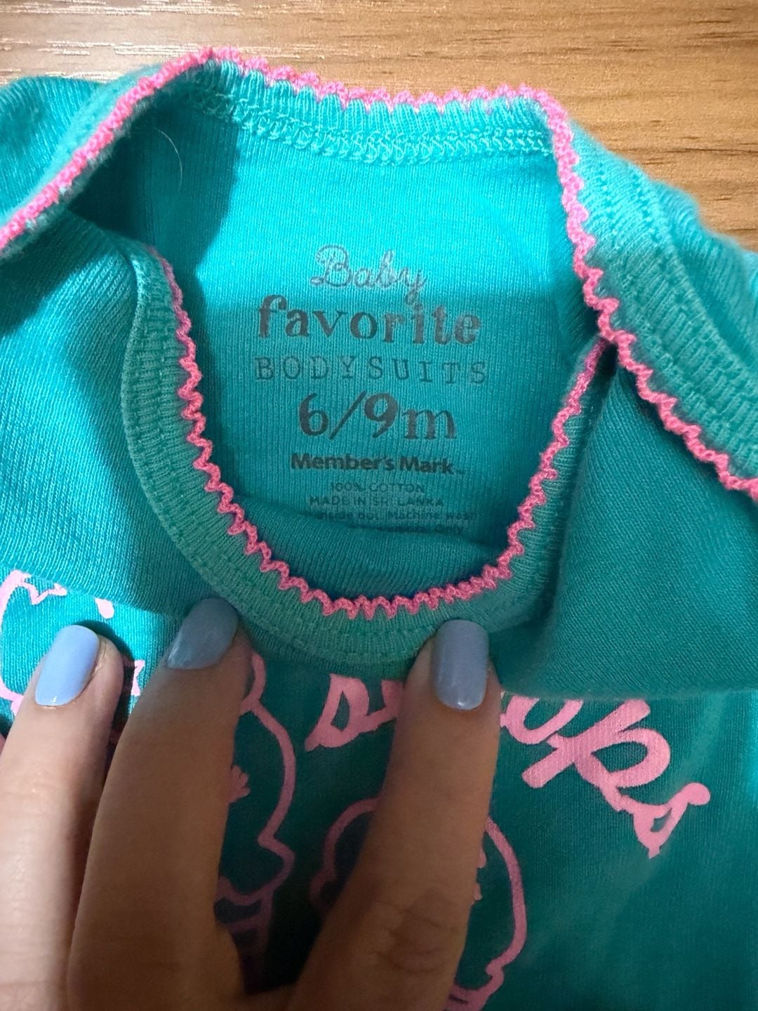 Member's Mark Baby Favorite Bodysuit Size 6/9m Turquoise Ice Cream Graphic 3