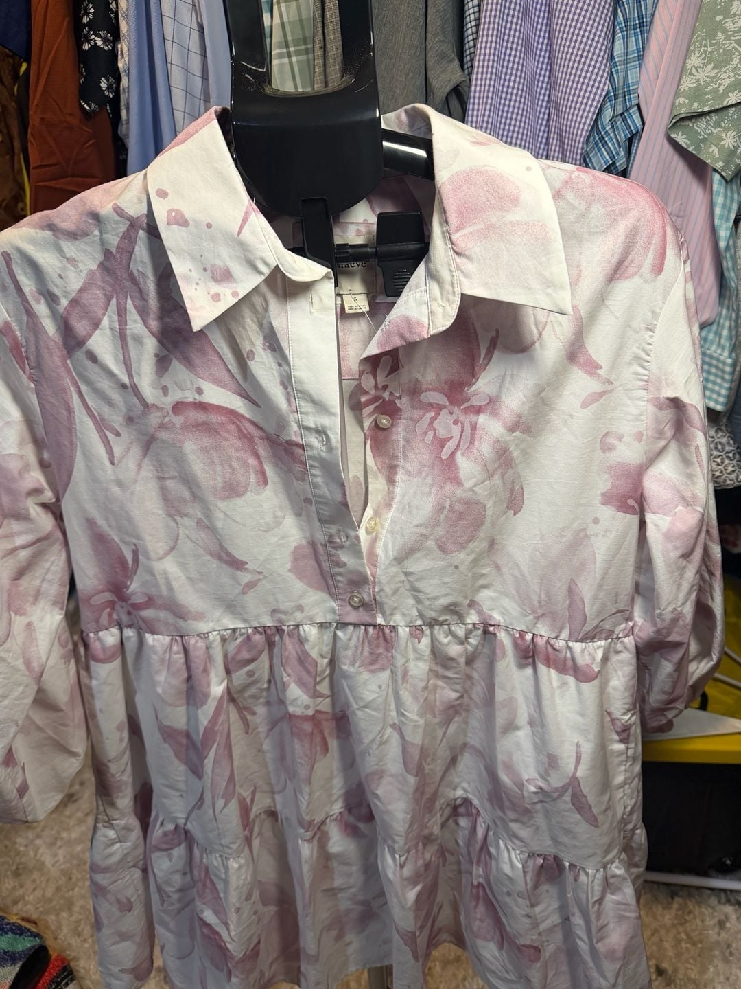 Maeve The Bettina Shirt Dress Size S Pink Floral Tiered Mini 3