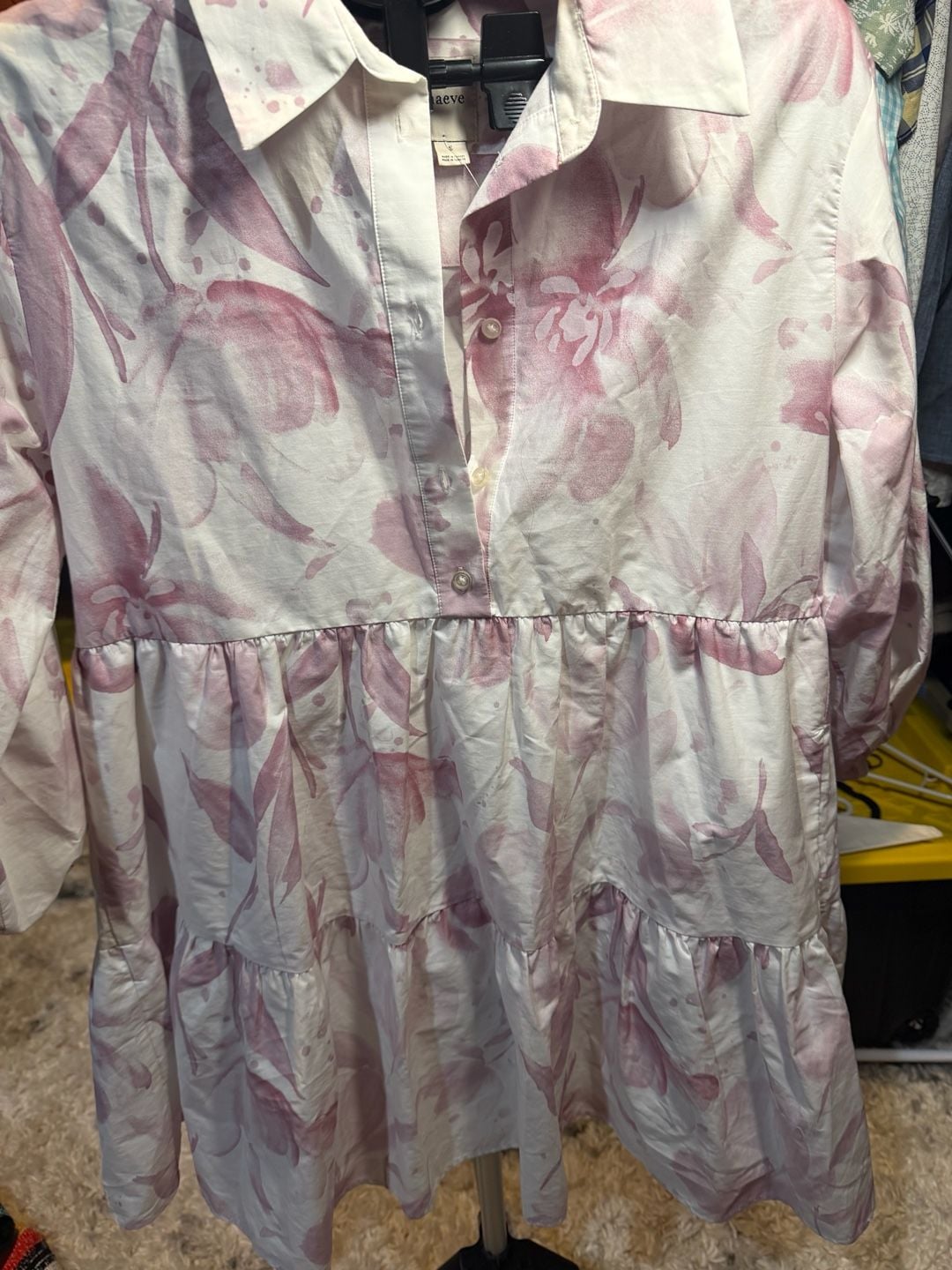 Maeve The Bettina Shirt Dress Size S Pink Floral Tiered Mini 4
