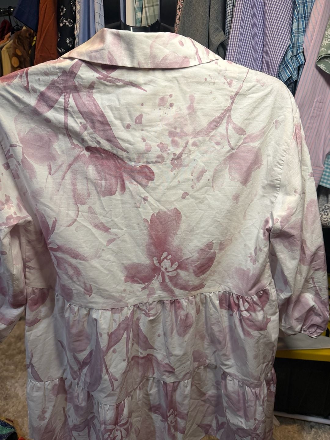Maeve The Bettina Shirt Dress Size S Pink Floral Tiered Mini 6