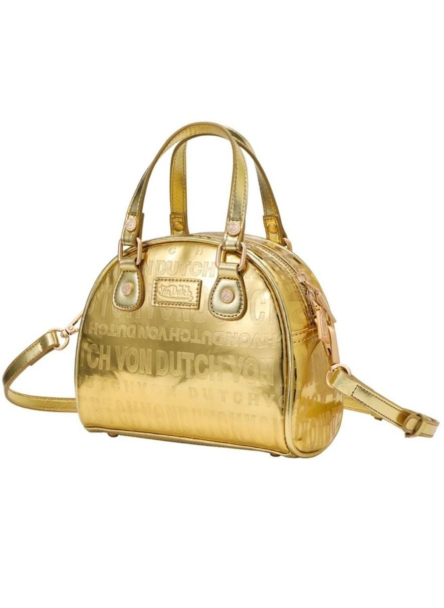 NEW Von Dutch Metallic Gold Reflective Bowling Bag Y2K Style 3