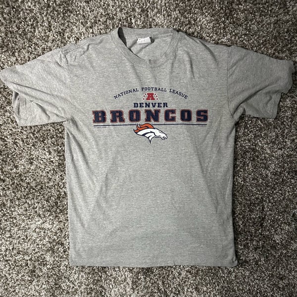 Y2K NFL Denver Broncos T-Shirt Gray Graphic Print Football