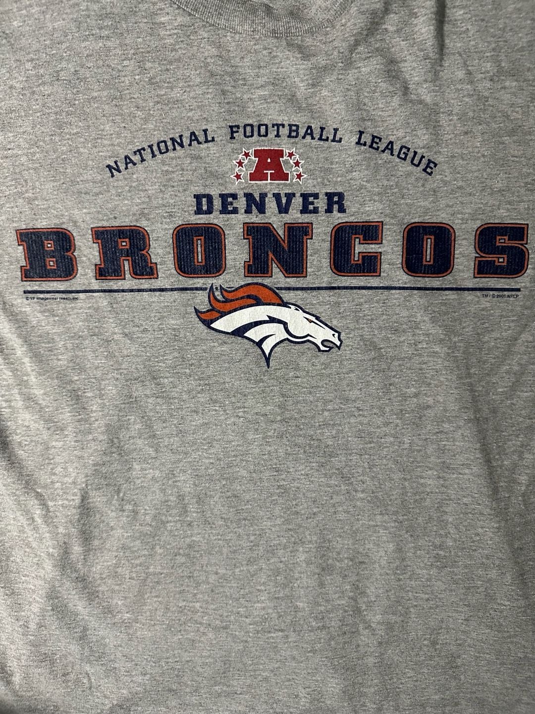 Y2K NFL Denver Broncos T-Shirt Gray Graphic Print Football 5