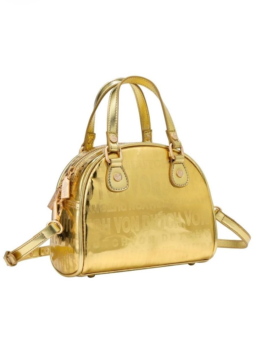 NEW Von Dutch Metallic Gold Reflective Bowling Bag Y2K Style 5