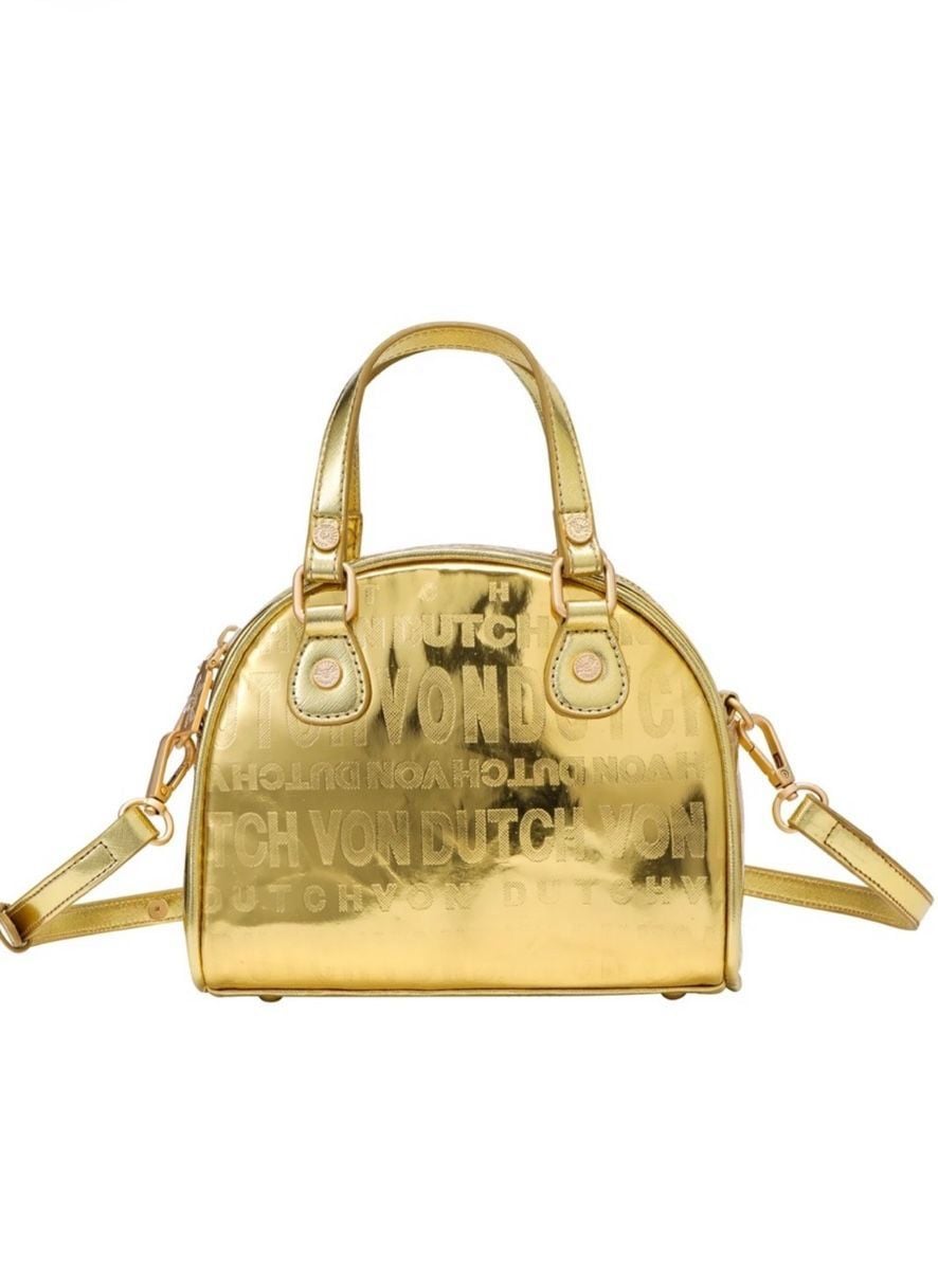 NEW Von Dutch Metallic Gold Reflective Bowling Bag Y2K Style 6